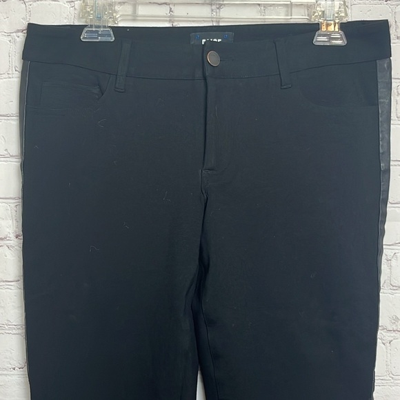Paige Black Skinny Pants with Leather Tuxedo Stripe - Picture 3 of 13